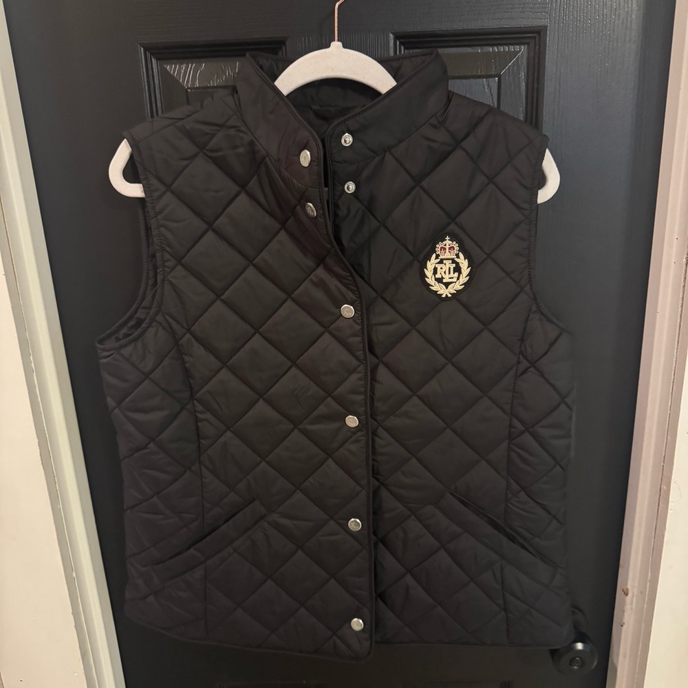 Lauren Ralph Lauren Women’s Medium Black Diamond Quilted Logo Puffer Vest NWT